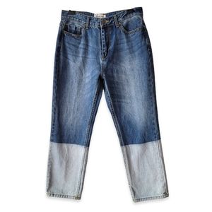 Evidnt Los Angeles Dip Dyed High Waist Flood Length Tapered Blue Jeans Sz 28